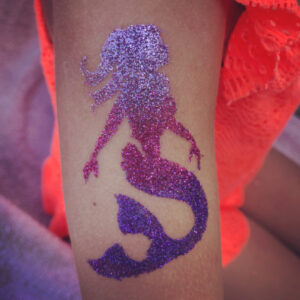 lavender, pink and purple glitter tattoo mermaid